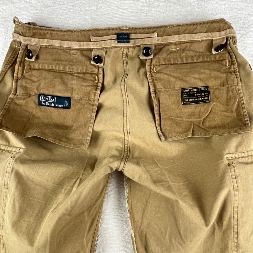 Vintage Polo Ralph Lauren Surplus Fit Military Cargo Pants Mens 32x32 Tan - Picture 15 of 16